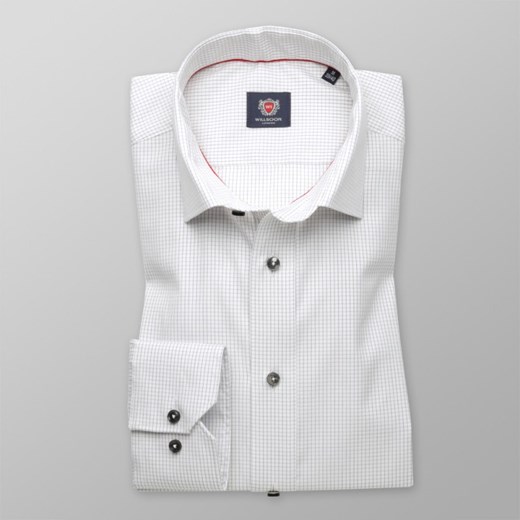 Biała taliowana koszula w grafitową kratkę Willsoor XL (43/44) / 176-182 okazyjna cena Willsoor