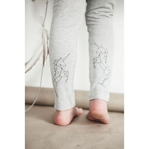 Spodnie Leggings Unicorn Grey szary melanż misslemonade bialy bawełniane