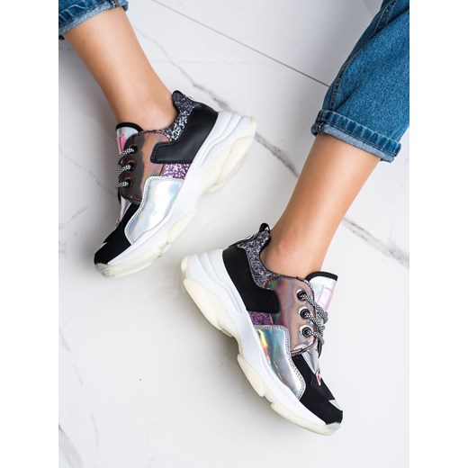Wielokolorowe buty sportowe damskie CzasNaButy sneakersy na platformie sznurowane na wiosnę 