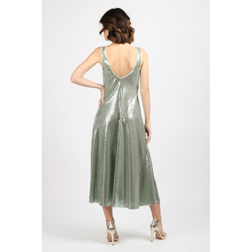 Sukienka Forte elegancka na ramiączkach z aplikacjami  letnia 