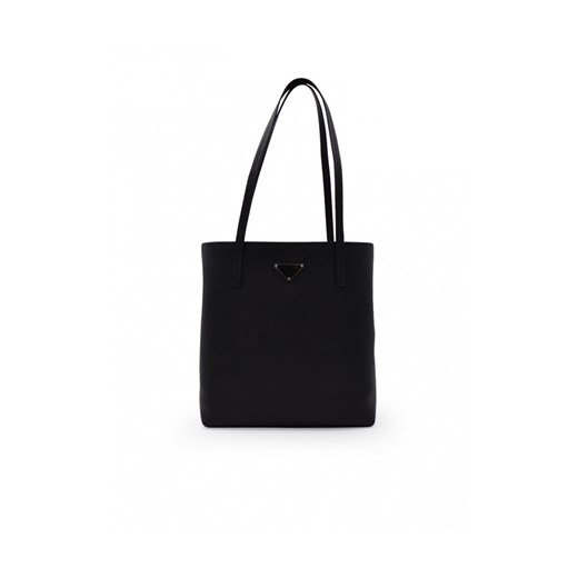 Prada shopper bag duża czarna na ramię skórzana elegancka matowa 
