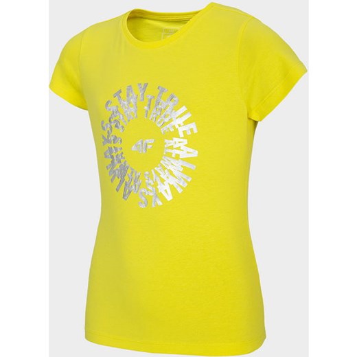 Koszulka dziewczęca HJL21 JTSD014A 4F (żółty) 128cm promocja SPORT-SHOP.pl