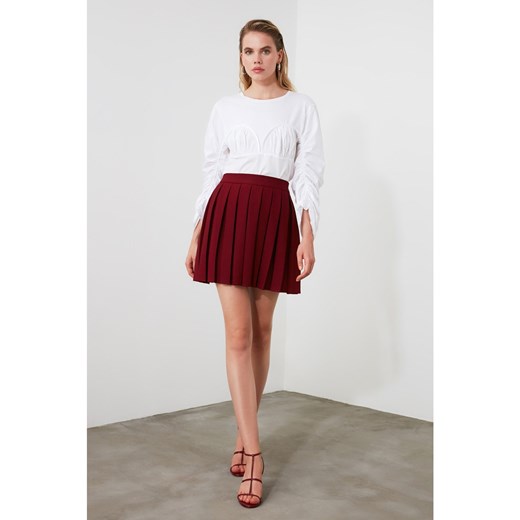 Trendyol Burgundy Pleated Skirt Trendyol 34 Factcool