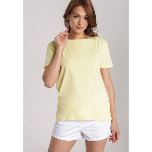 Jasnożółty T-shirt Jelissa Renee L okazja Renee odzież