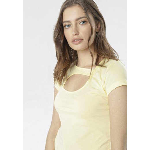 Jasnożółty T-shirt Azame M promocja Born2be Odzież