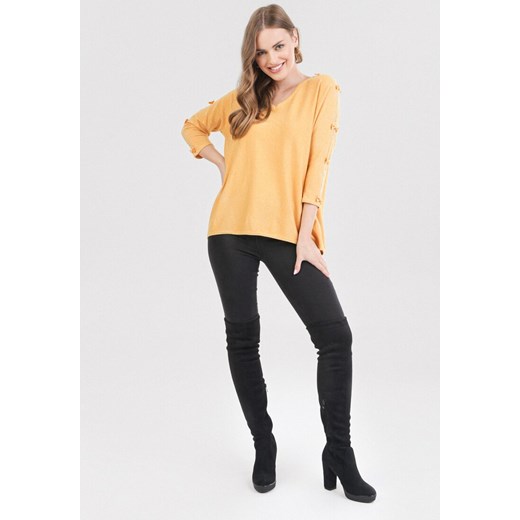 Żółty Sweter Lilinorin L/XL okazyjna cena Born2be Odzież