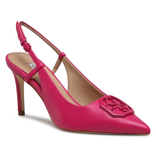 Guess sandały damskie z klamrą różowe eleganckie z tworzywa sztucznego 