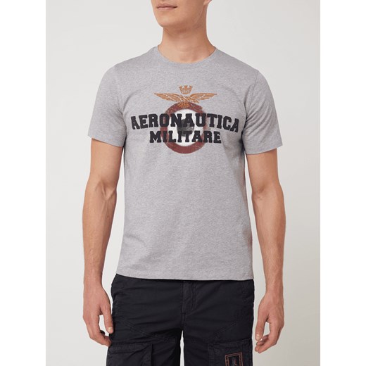 T-shirt z gumowym nadrukiem z logo Aeronautica Militare XL Peek&Cloppenburg  okazja