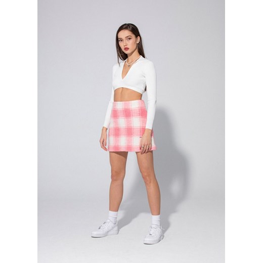 Spódnica Local Heroes różowa w kratkę mini casual