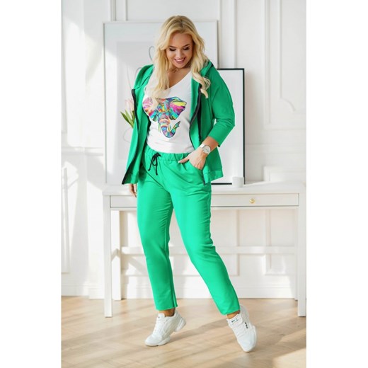 Zielony dres plus size z rozpinaną bluzą - zestaw - courtney 42 50 Sklep XL-ka