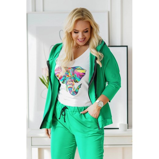 Zielony dres plus size z rozpinaną bluzą - zestaw - courtney 42 50 Sklep XL-ka