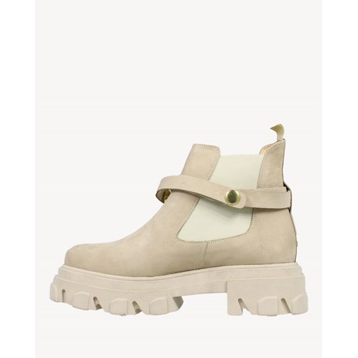 Beżowe botki wsuwane z ozdobnym łańcuchem Aga 37 wyprzedaż Botimo.pl