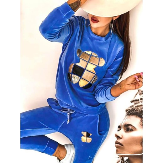 Ekskluzywny dres welurowy Luise a'la Tous blue jeans M/L Paris