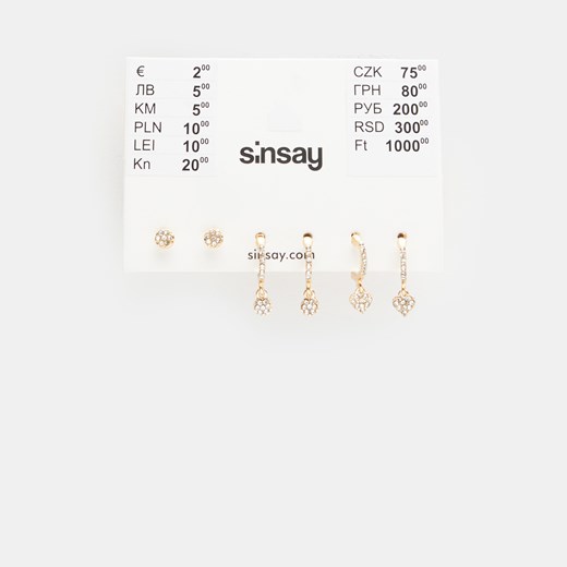 Sinsay - Kolczyki 3 pack - Złoty Sinsay Jeden rozmiar Sinsay