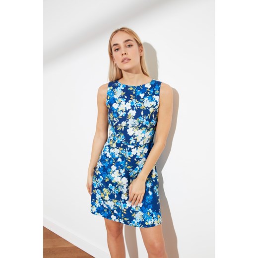 Trendyol Blue Floral Patterned Dress Trendyol 34 Factcool