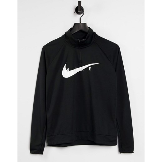 Nike Running – Czarny top termoaktywny z zamkiem pod szyją i logo Swoosh-Black Nike Running L Asos Poland