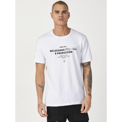 T-Shirt męski z nadrukiem biały OZONEE MR/21516 ze sklepu ozonee.pl w kategorii T-shirty męskie - zdjęcie 107568008