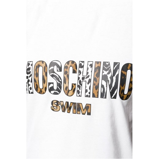 T-shirt męski biały Moschino z napisami z krótkimi rękawami 