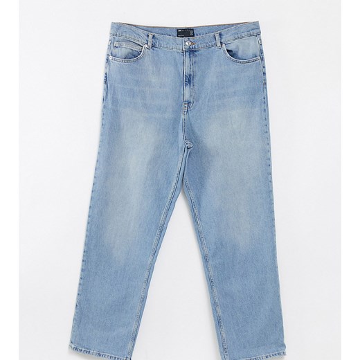 ASOS DESIGN Curve – Jasnoniebieskie sprane jeansy o dopasowanym kroju z podwyższonym stanem, prostymi nogawkami i stretchem 56 L32 Asos Poland