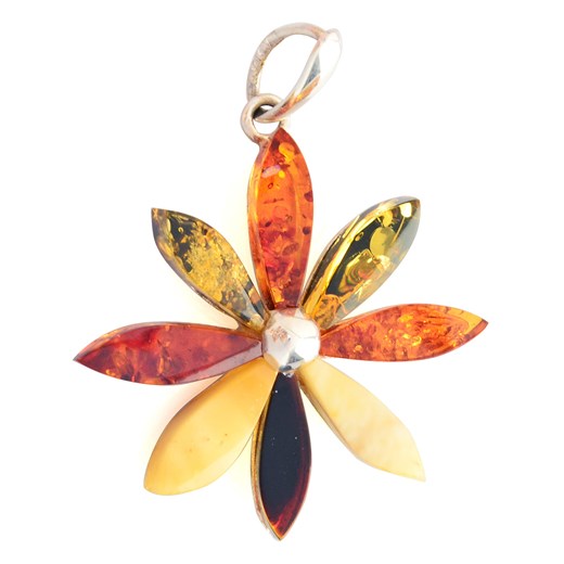 Wisior "Flower" z bursztynem w czterech kolorach Ambertic Ambertic.pl