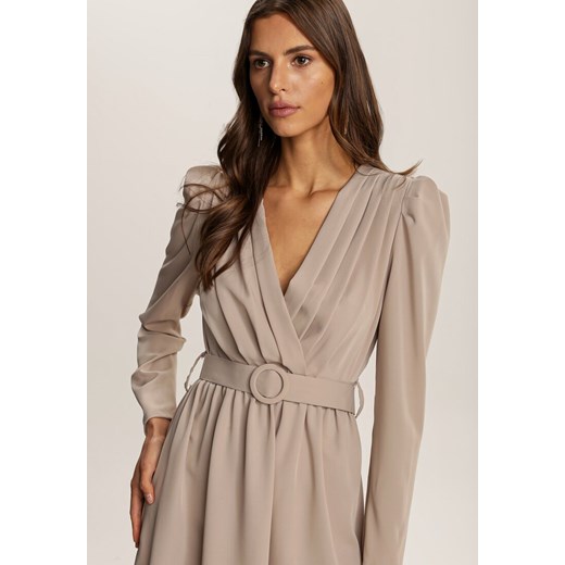 Jasnobeżowa Sukienka Salalodia Renee S/M wyprzedaż Renee odzież