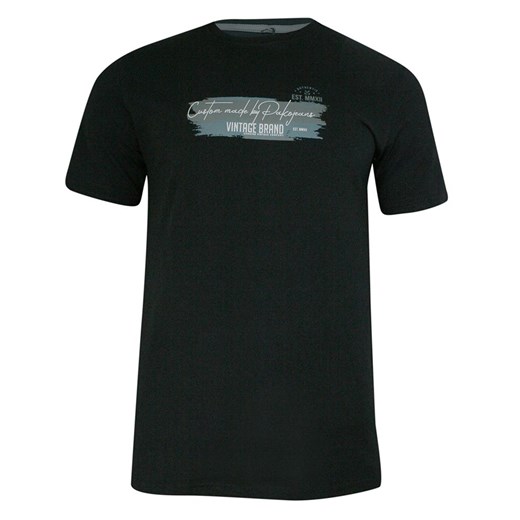 T-shirt Czarny z Nadrukiem, Bawełniany, Męski, Krótki Rękaw, U-neck -PAKO JEANS TSPJNS3VINTAGEcz ze sklepu JegoSzafa.pl w kategorii T-shirty męskie - zdjęcie 107719315