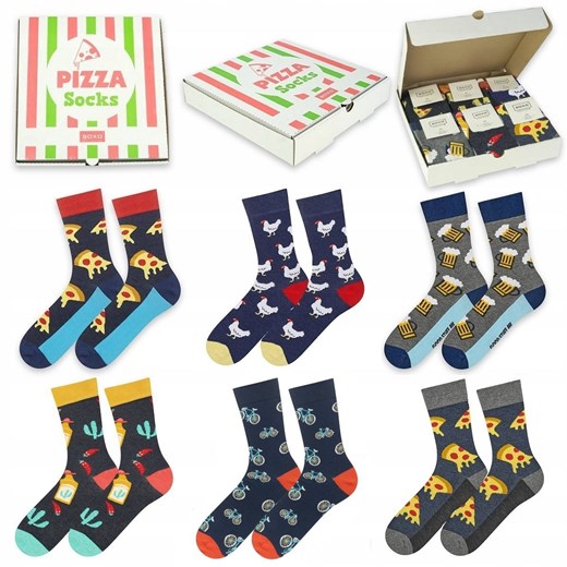 6 par Skarpetki męskie SOXO GOOD STUFF w kartoniku pizza piwo kury rower Meksyk na prezent 40–45 okazja Sklep SOXO