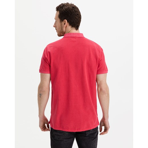 Czerwony t-shirt męski Pepe Jeans casual z krótkimi rękawami 