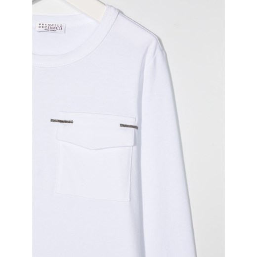 Biały t-shirt chłopięce Brunello Cucinelli z długimi rękawami 