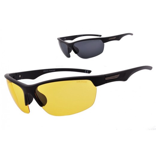 Sportowe okulary z dwoma soczewkami polaryzacyjnymi czarna i żółta - drs-53c4 Draco wyprzedaż Stylion