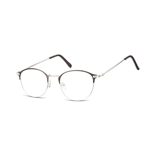 Lenonki okrągłe Okulary oprawki optyczne 933 srebrne + czarne Sunoptic Stylion