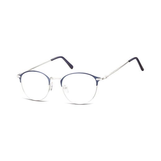 Lenonki okrągłe Okulary oprawki optyczne 933A srebrne + niebieskie Sunoptic Stylion