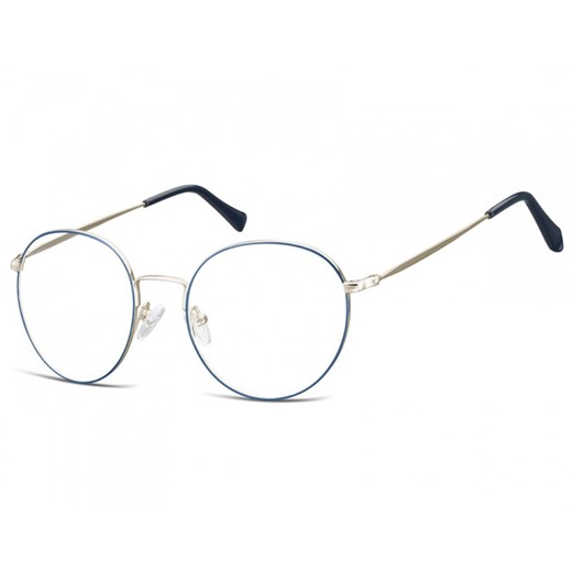 Lenonki okrągłe Okulary oprawki optyczne 915F srebrno-niebieskie ze sklepu Stylion w kategorii Oprawki do okularów męskich - zdjęcie 107786928