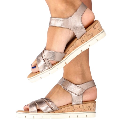 Caprice sandały damskie ze skóry ekologicznej z klamrą 
