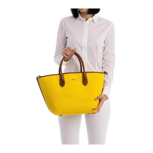 Shopper bag Polo Ralph Lauren skórzana żółta bez dodatków elegancka 
