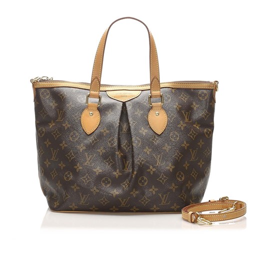 Shopper bag Louis Vuitton elegancka na ramię skórzana z nadrukiem 