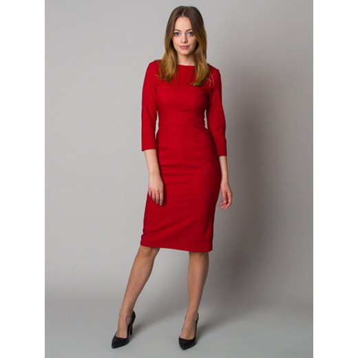 Czerwona dopasowana sukienka Willsoor 34 okazyjna cena Willsoor