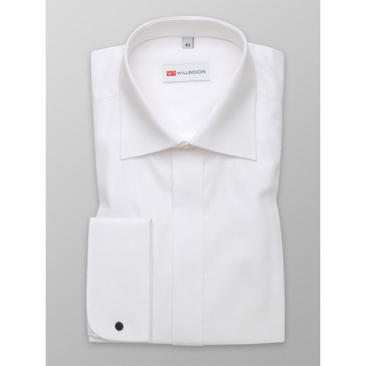 Biała klasyczna koszula na spinki Willsoor 42 / 188-194 promocja Willsoor