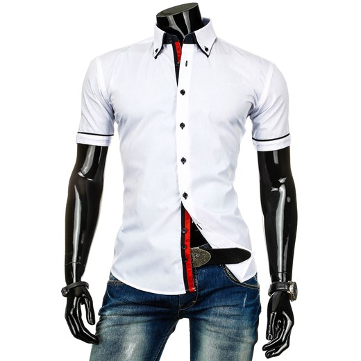 Koszula z krótkim rękawem (kx0339) - Biały dstreet bialy bawełniane