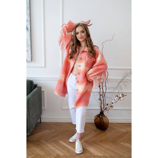 KOSZULOWA KURTKA DAMSKA Z FRĘDZLAMI ŻÓŁTA (2081) Goodlookin.pl Uniwersalny goodlookin.pl