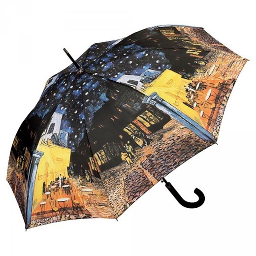 Vincent van Gogh &quot;Kawiarniany taras&quot; parasol długi delux ze skórzaną rączką Von Lilienfeld  Parasole MiaDora.pl