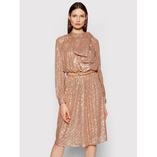 Elisabetta Franchi Sukienka koktajlowa AB-013-11E2-V540 Złoty Regular Fit Elisabetta Franchi 44 MODIVO