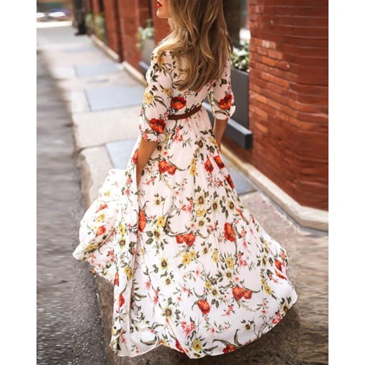Sukienka Kendallme maxi w kwiaty z długimi rękawami na co dzień wielokolorowa 