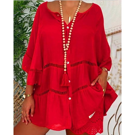 Sukienka Kendallme czerwona plażowa oversize mini w serek 