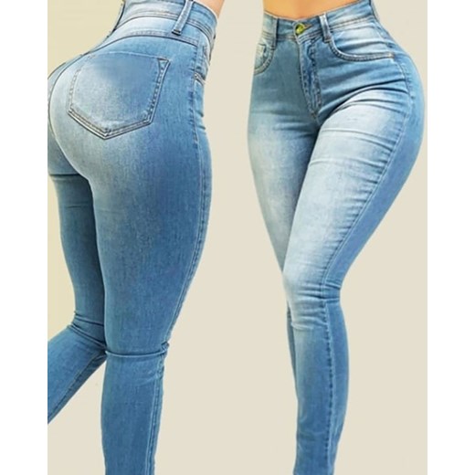 Kieszenie z wysokim stanem design slim jeans spodnie niebieski Kendallme 2XL okazja Kendallme