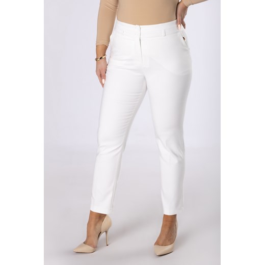 Spodnie damskie białe Ptakmoda.com z elastanu 