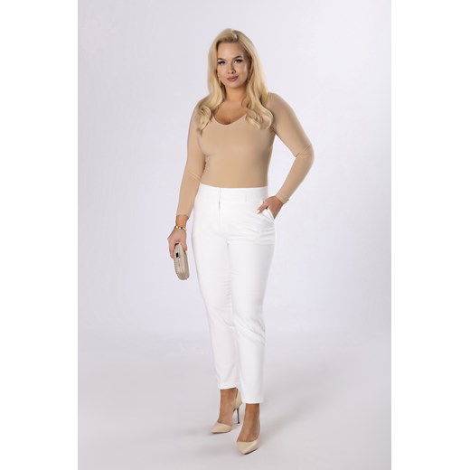 Spodnie damskie Ptakmoda.com białe z elastanu 