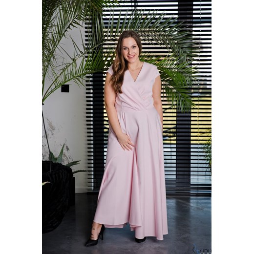 Pudrowo-różowa Sukienka LOREDANA Plus Size 44 TONO