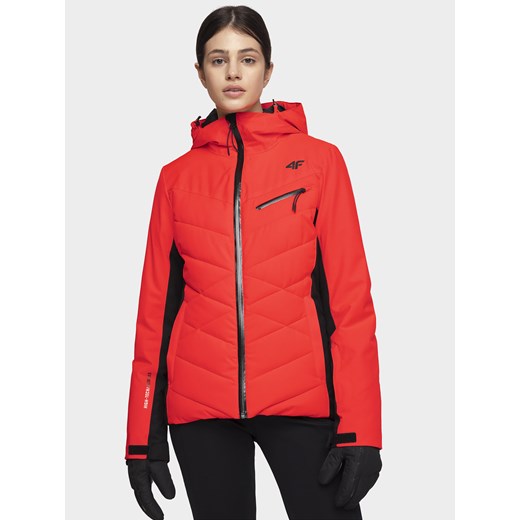 Kurtka narciarska damska  KUDN256 - czerwony neon XL okazyjna cena 4F