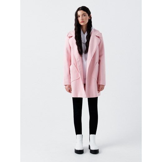 Cropp - Dwurzędowy płaszcz oversize - Różowy Cropp M Cropp